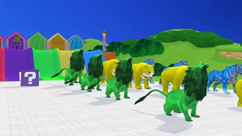Paint & Animals Duck ,Gorilla , Lion , Elephant, Fountain Crossing Turtle Cartoon Game , Part 6