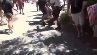 Feb 10 2017 Antifa girl from Feb 1 riots attacks a Trump supporter while police do nothing