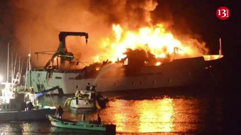 Great Britain oil tanker catching fire after Houthi attack in Red Sea