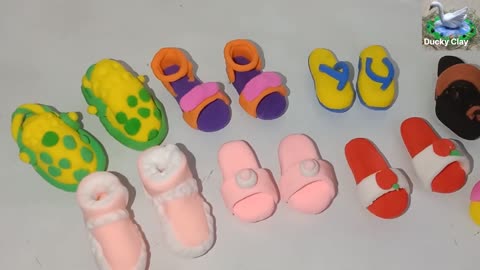DIY How to make Polymer Clay Miniature cute doll shoes / Doll Footwear make with Clay / Ducky Clay