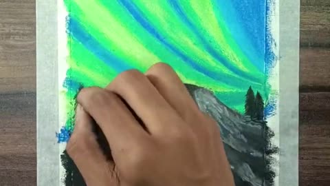 How to draw a Mountain Scenery with soft pastel colou