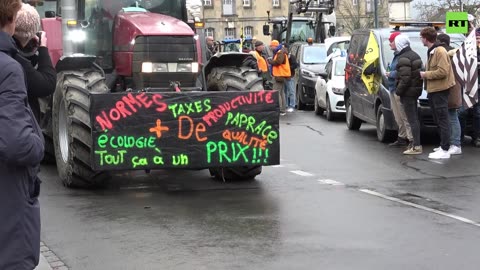 French farmers demonstrate in Rennes, flooding the streets with tractors