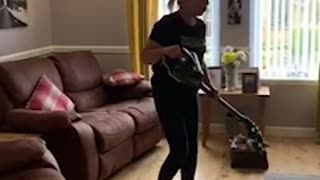 Scaring Mom While She Vacuums
