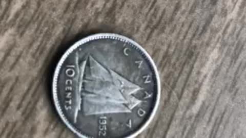 Canadian Silver 1952 Dime Found !!
