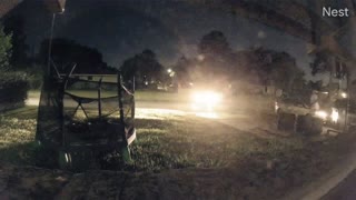 Car Crashes into Yard at the End of Street