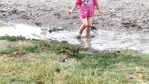 children play after the rain.