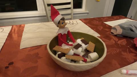 Elf on the Shelf Caught in Chocolate Marshmallow Bowl!