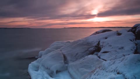 Cool Time Lapse Video of a Cold Winter Day by the Ocean.