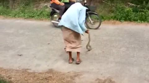 Grandma Slams Snake on the Ground