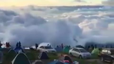 The camps are in the mountains above the clouds