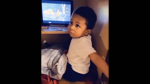 Mom finds 2-year-old chilling with iPad and snacks inside kitchen cabinet. Video is hilariously cute
