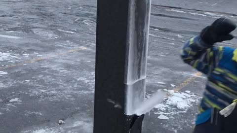 Ice Shatters from a Lamppost