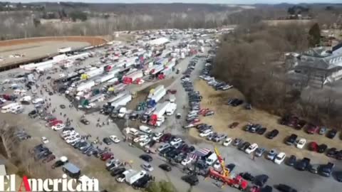 Drone footage shows The Peoples Convoy in Hagerstown MD.