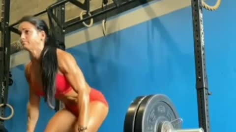 Beautiful Girl Does Power Clean Jump Motivation