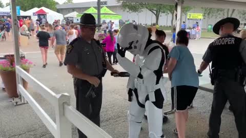 Stormtrooper checked by police
