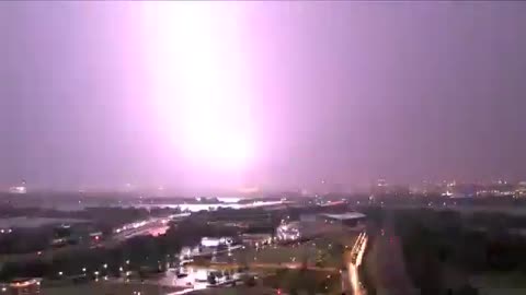 Washington Monument Struck by Lightning.