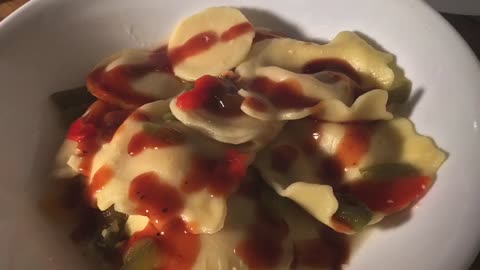 Ravioli W Bbq Sauce Cooked In Mini Rice Cooker