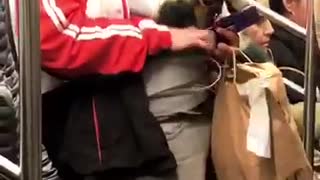 Guy holds a goat on subway train, people talk about colorism on train