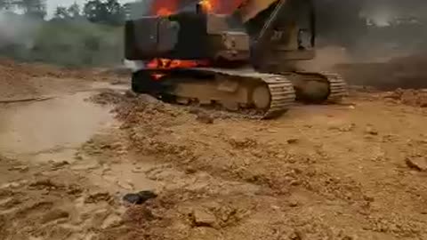 Burning excavators to fight illegal mining in ghana