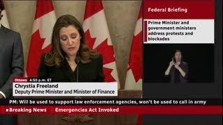 Canada's Deputy Prime Minister Chrystia Freeland talks about crowdfunding sites
