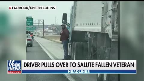 Army Vet Stops Semi-Truck on Highway, Gets Out to Salute Fallen WWII Veteran