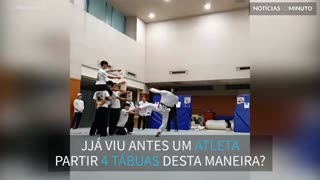 Atleta quebra 4 tábuas com chute quadruplo giratório!