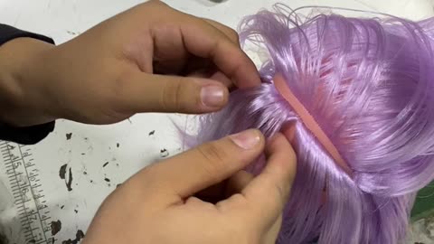 Sewing Hair Onto a Doll's Head