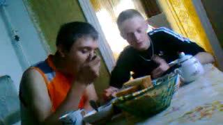 Russian guys eat funny to the music