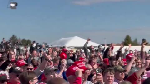 WATCH: President Donald Trump stands and salutes as massive Ohio crowd chants, “USA!”