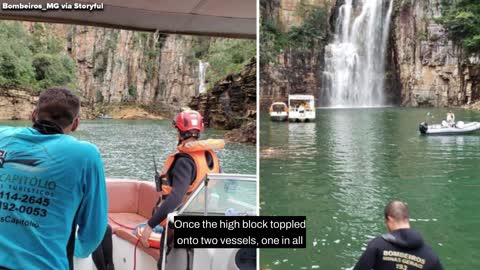 Wall of rock falls on boaters in Brazilian lake; 6 killed, dozens injured