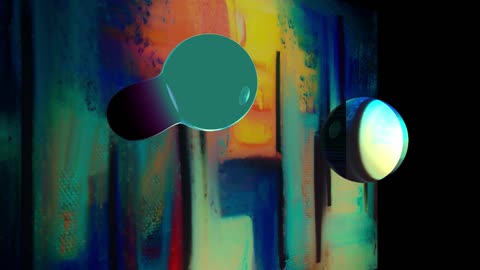 An Animated Liquid Bubble In Front Of An Abstract Painting - Awesome!