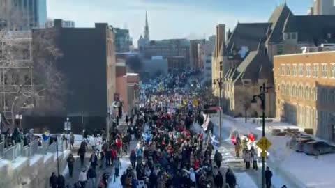 Massive protest in Montreal, Quebec, Canada against vaccine passports and restrictions