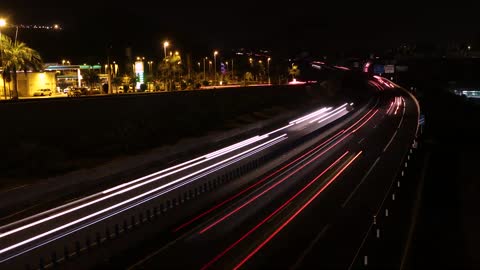Cars on the Road Night time lapse