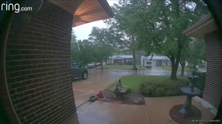 Doorbell Camera Captures Lightning Striking Tree