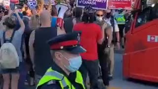 Trudeau is greeted by another angry crowd in Newmarket, ON