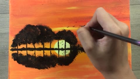 Sunset , easy abstract painting for beginners