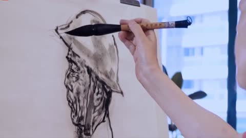 Demonstration of Ink and Wash Figure Painting from Professor Gome