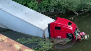 Semi Truck Goes For a Swim