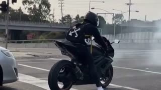 Ridiculous Smoke On Road During Bike Stunt