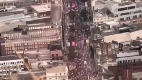 More aerial footage of the anti-lockdown protest underway in London today.