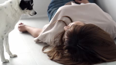 Dog kissed sleeping women and got scared when she woke up