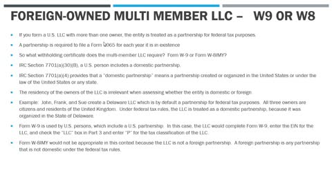 Does a Foreign-Owned Multi Member LLC Need a Form W-9 or Form W-8?