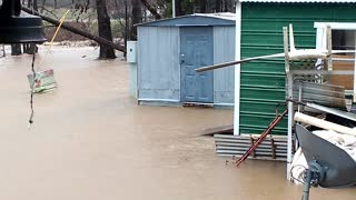 Flood Waters Rise On Mobile Homes