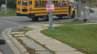 School Bus Comes Uncomfortably Close to Train