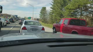 Traffic dodger get a dose of instant karma