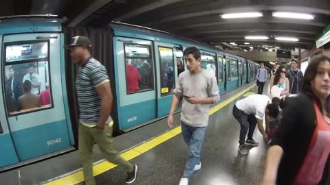 Metro the underground train at Plaza de Armas Santiago in Chile
