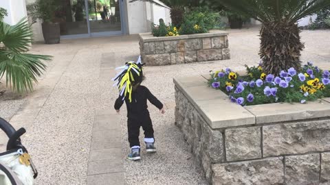 Funny baby in zebra custome