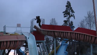 Snowboarder Fails Waterpark Slide Set
