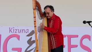Awesome harp player Mario Gonzales playing at Japanese festival.