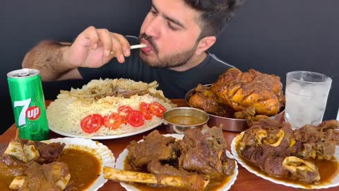 ASMR EATING SPICY WHOLE CHICKEN CURRY+SPICY MUTTON CURRY+WHITE RICE+GREEN CHILLI || MUKBANG-7